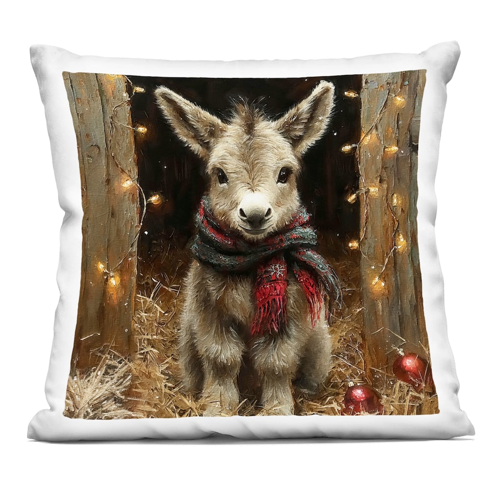 Stupell Baby Donkey & Holiday Lights Decorative Printed Throw Pillow Design by Riley B