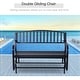 preview thumbnail 3 of 7, Outsunny Black Steel Outdoor Glider Loveseat Bench