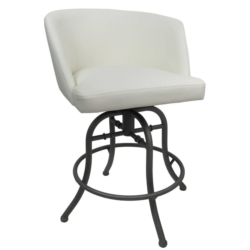 Swivel Tilt Counter 26" or Bar 30" Metal Bar Stool - Joey - Snow White Vinyl - Grey - Bar Height