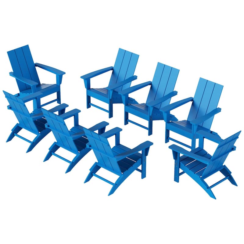 Shoreside Modern Poly Folding Eco-Friendly All Weather Adirondack Chair (Set of 8)