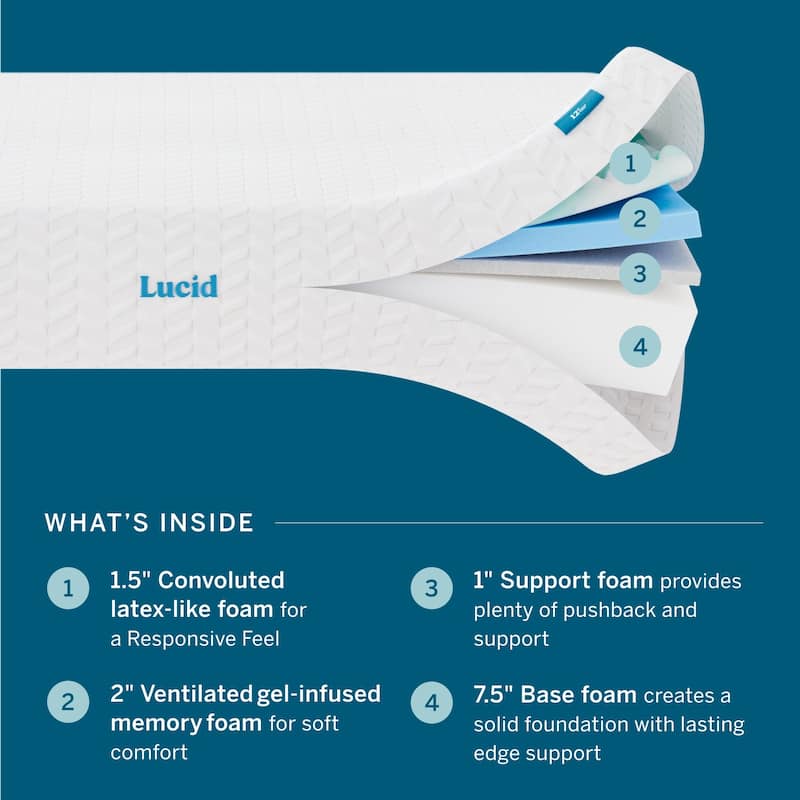 Lucid SureCool 12-inch Gel Memory Foam Mattress
