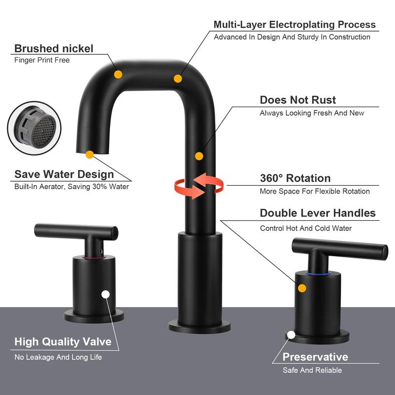 WOWOW 8-inch Dual Handle Widespread Bathroom Faucet