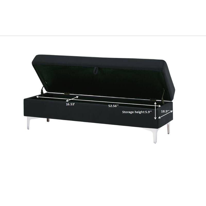 Modern Velvet Ottoman Bench, Storage Ottoman for Home
