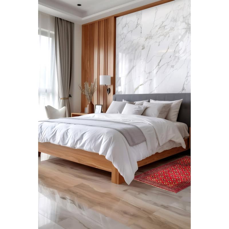 ECARPETGALLERY Hand-knotted Teimani Red Wool Rug - 2'11 x 4'7