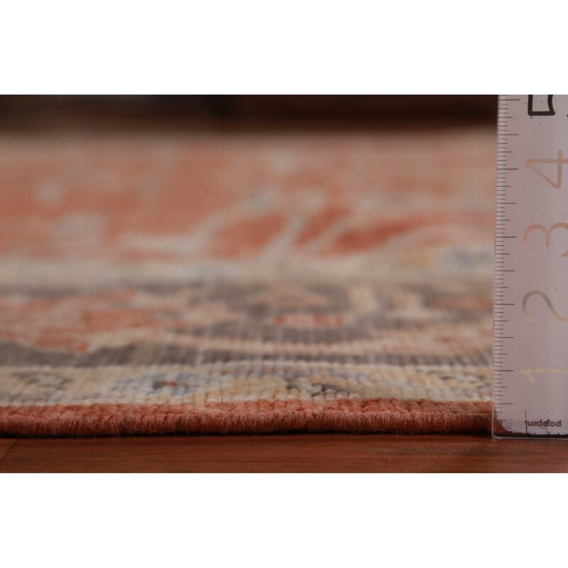 Hand Knotted Oriental 100% Wool Carpet Transitional All-Over Oranges & Rust Oushak Area Rug - 12' 4'' X 9' 3''