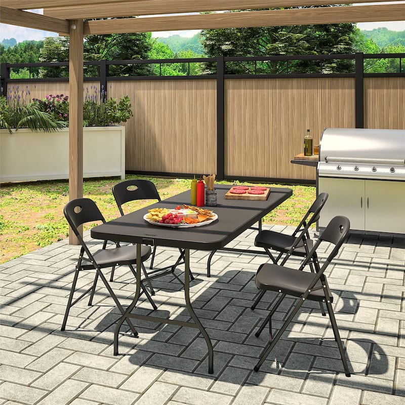COSCO Solid Resin Plastic Indoor/Outdoor Plastic Folding Chair, 4-Pack