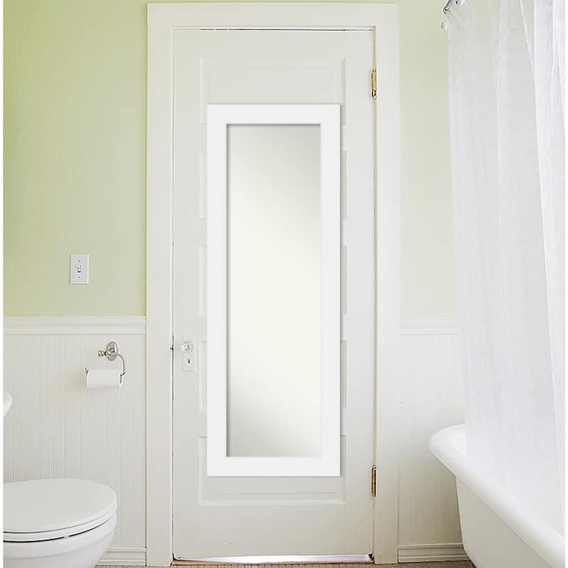 Non-Beveled Wood Full Length On The Door Mirror - Corvino Frame - Outer Size: 19 x 53 in