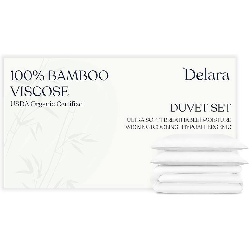 Delara Viscose Derived from Bamboo Duvet Cover Set, Ultra-Soft, Cooling & Breathable Luxury Bedding