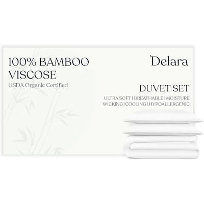 Delara Viscose Derived from Bamboo Duvet Cover Set, Ultra-Soft, Cooling & Breathable Luxury Bedding