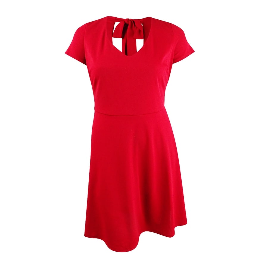 B Darlin Trendy Plus Size Bow-Back Skater Dress - Red