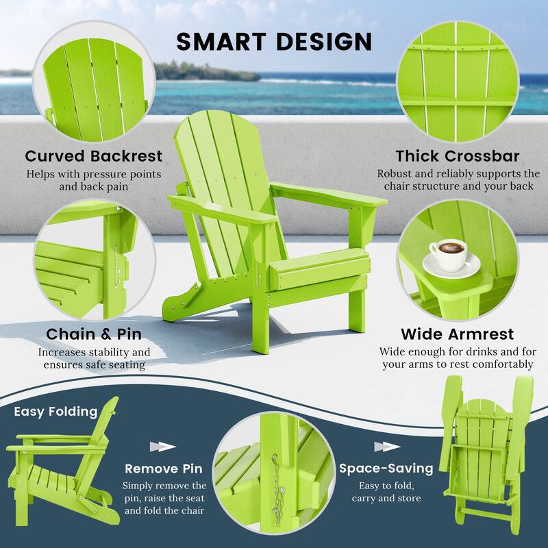 Laguna Outdoor 5-Piece Adirondack Chair With Square Coffee Table Conversation Set