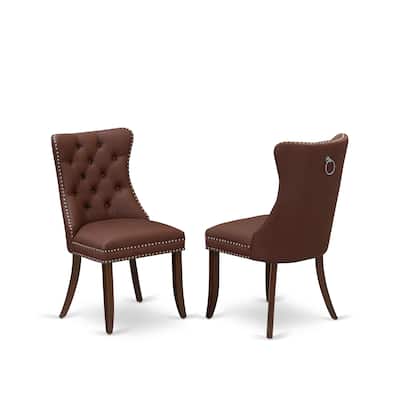 East West Furniture Kitchen Set Consists of a Rectangle Dining Table and Upholstered Chairs, Mahogany (Pieces Options)