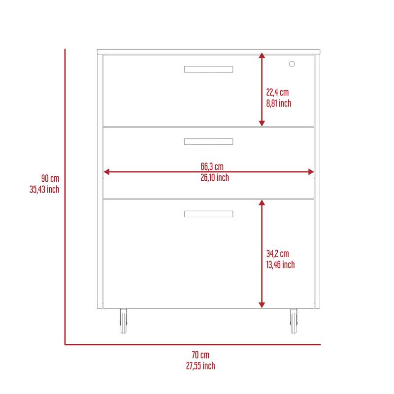 3 Drawers Storage Cabinet with Casters