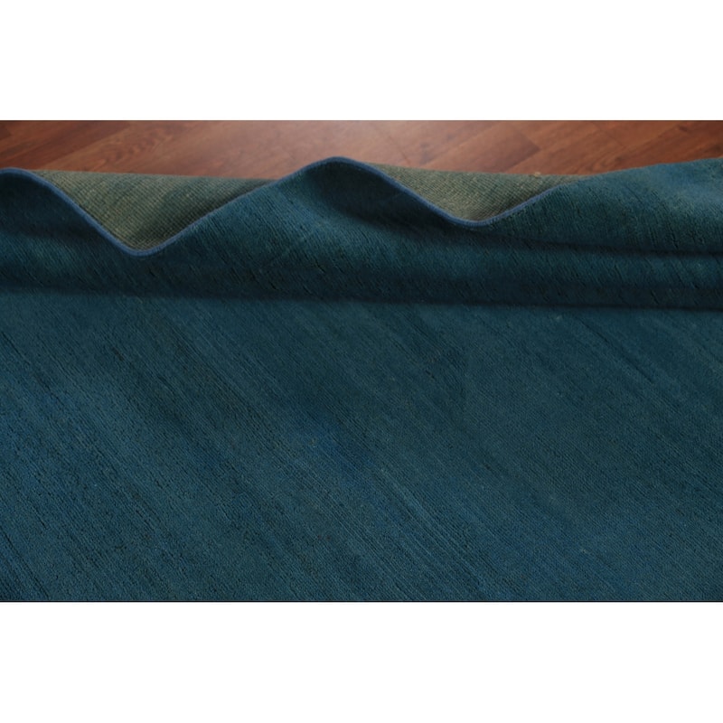 Blue Gabbeh Modern Area Rug Handmade Oriental Blue Wool Carpet - 5'6" x 7'10"