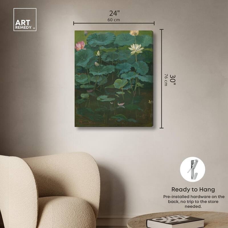 Theodore Wores Lotus Canvas by Art Remedy, Gallery Wrapped