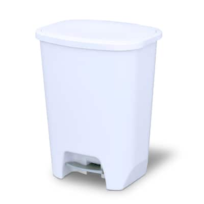 Glad White Step-on Plastic Trash Can