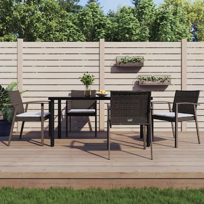 vidaXL 3/5/7/9 Piece Patio Dining Set with Cushions Poly Rattan and Steel