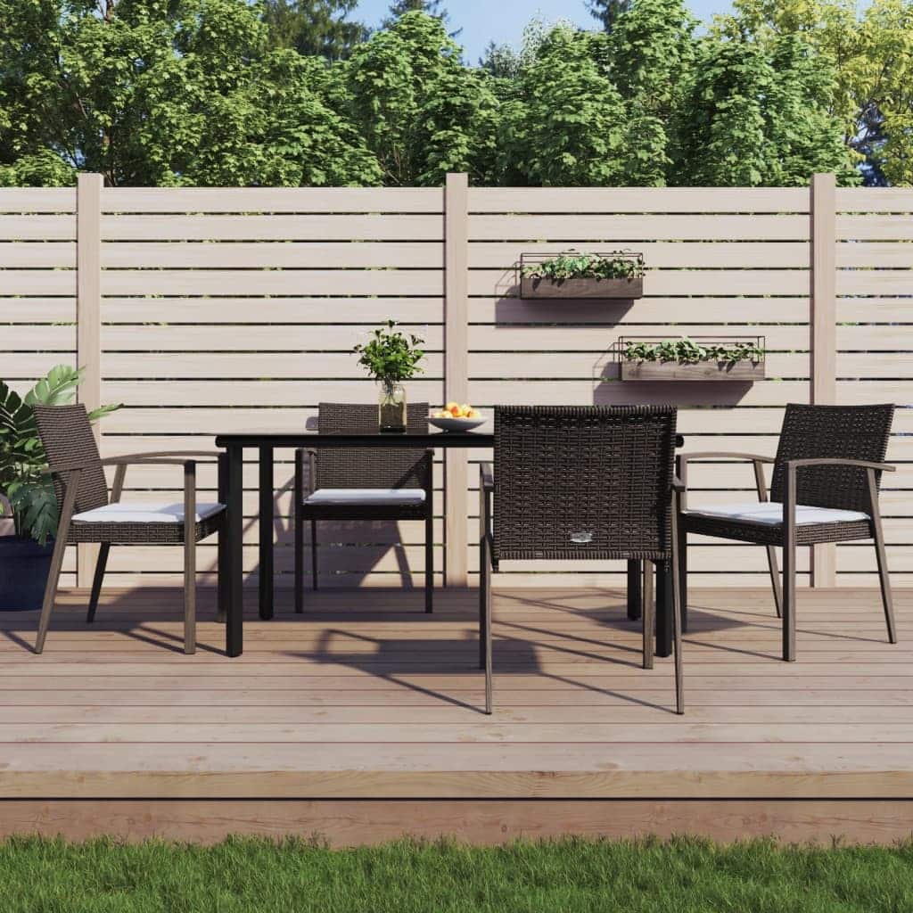 vidaXL 3/5/7/9 Piece Patio Dining Set with Cushions Poly Rattan and Steel