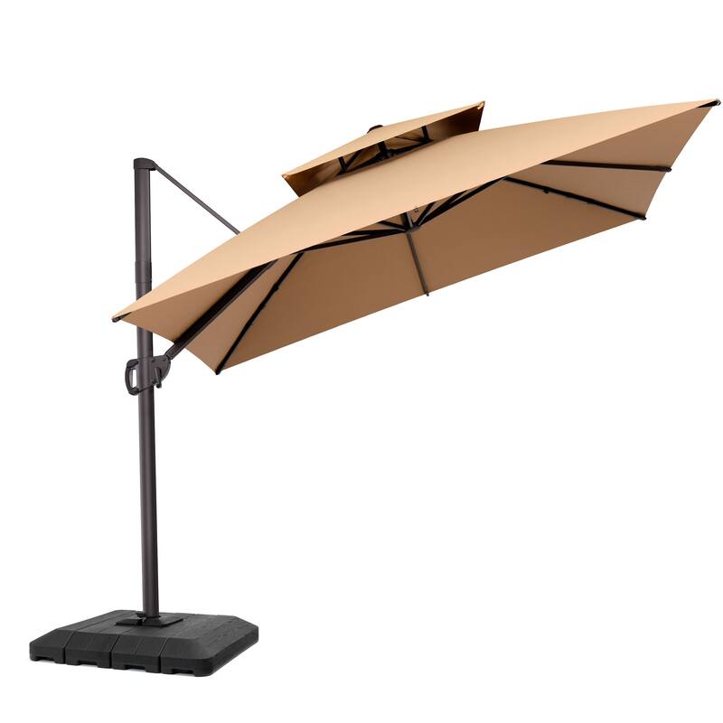 Pellebant 10 ft Square Patio Cantilever-Offset Umbrella with Base