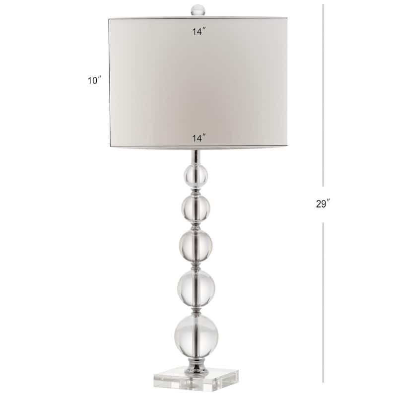 SAFAVIEH Lighting 29 inch Liam White Shade Stacked Crystal Ball Table Lamp - 14" W x 14" D x 30" H