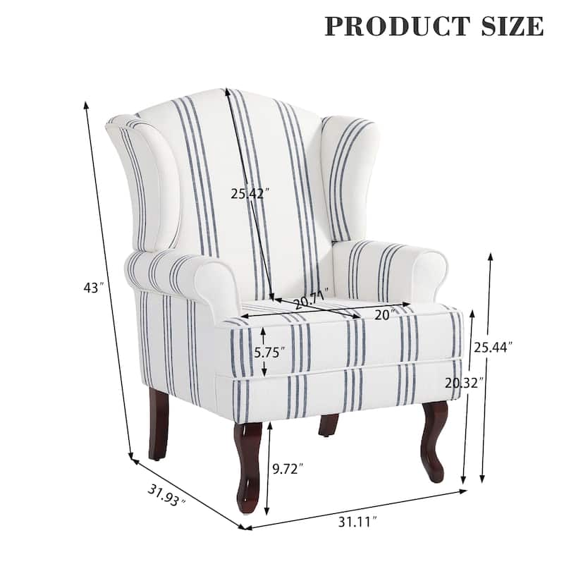 31" W Modern Upholstered Linen Wing Back Accent Chair with Rolled Arm