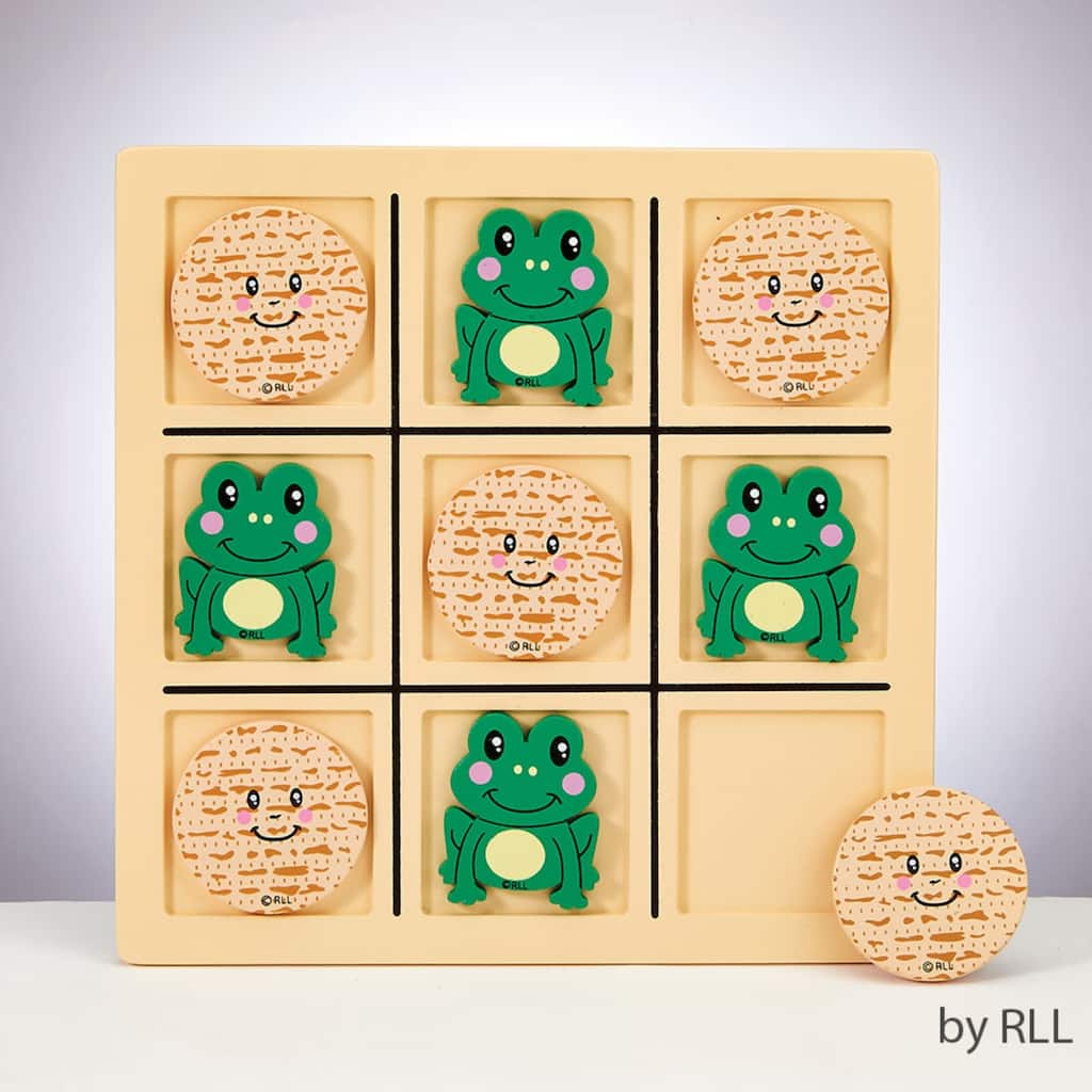 8" Beige and Green Frog Passover Tic Tac Toad Game