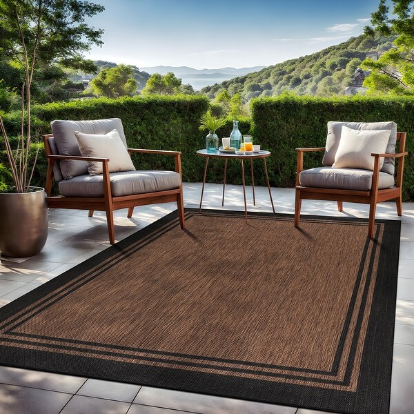 Washable Quick-Drying Indoor/Outdoor Rug, Bordered, Farmhouse
