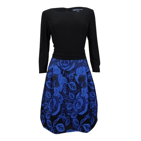 blue floral fit and flare dress