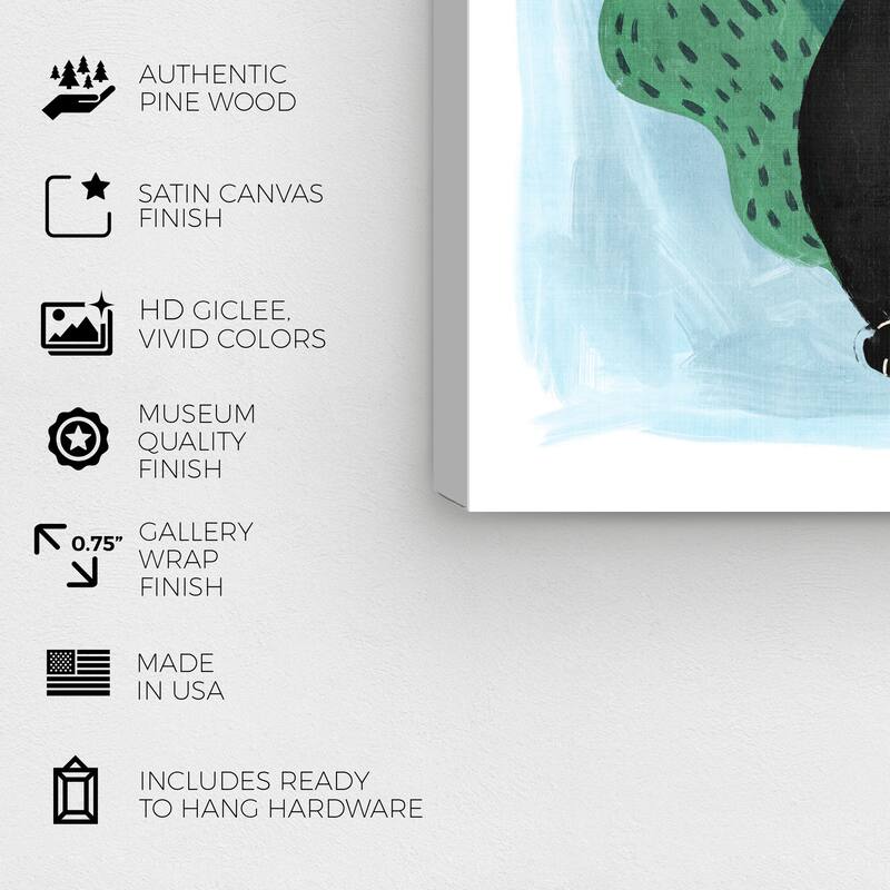 Wynwood Studio Canvas Animals Little panther in the jungle Black and Traditional Wall Art Canvas Print - Black, Green