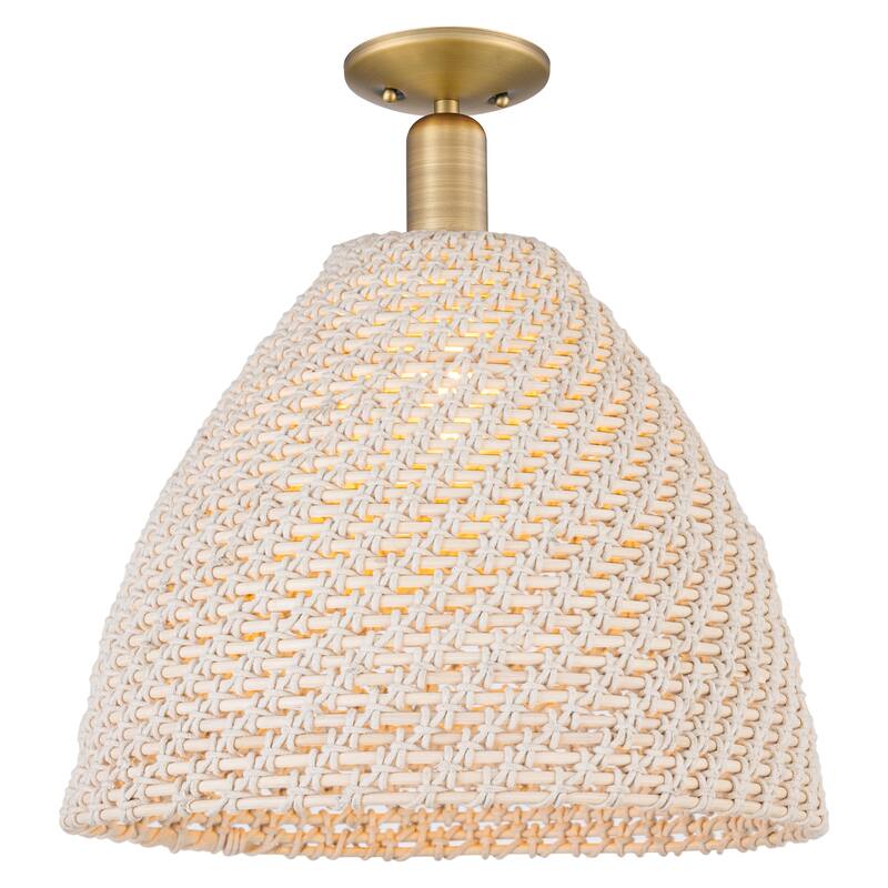 Innovations Lighting Downtown Urban - Natural Ballston Dome - 1 Light 16" Semi-Flush Mount Light - Natural Shade/Brushed Brass