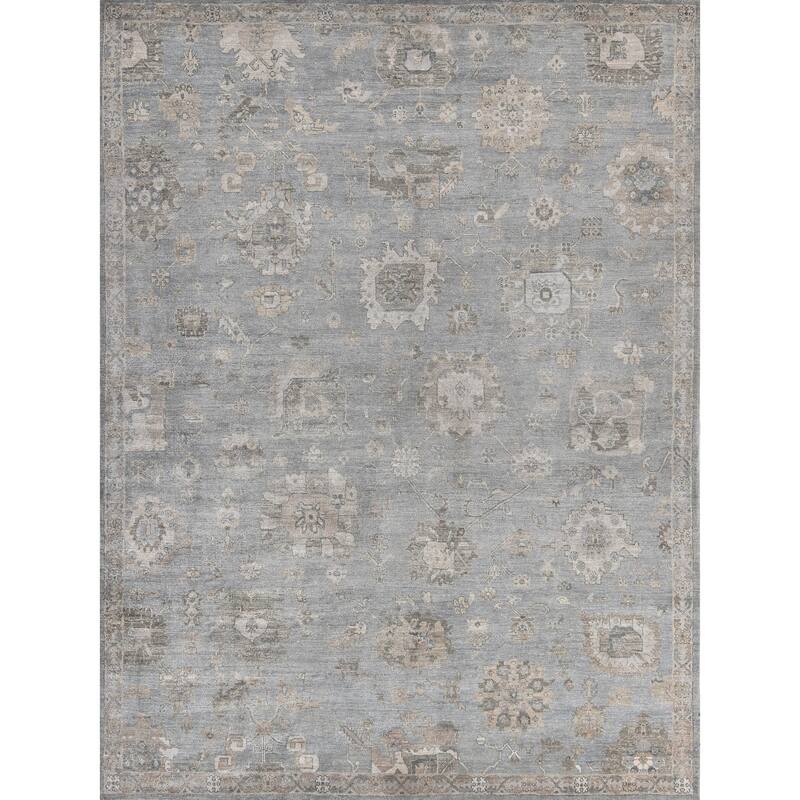 EXQUISITE RUGS Museum Hand-knotted Bamboo Silk Blue/Grey Area Rug.