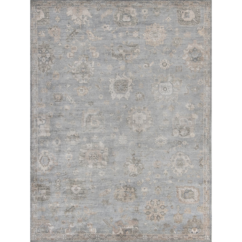 EXQUISITE RUGS Museum Hand-knotted Bamboo Silk Blue/Grey Area Rug.