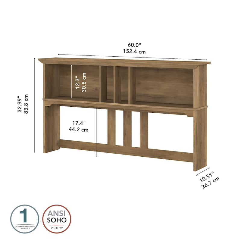Bush Furniture Salinas 60W Hutch- Hutch Only - 60.00"L x 10.51"W x 32.99"H