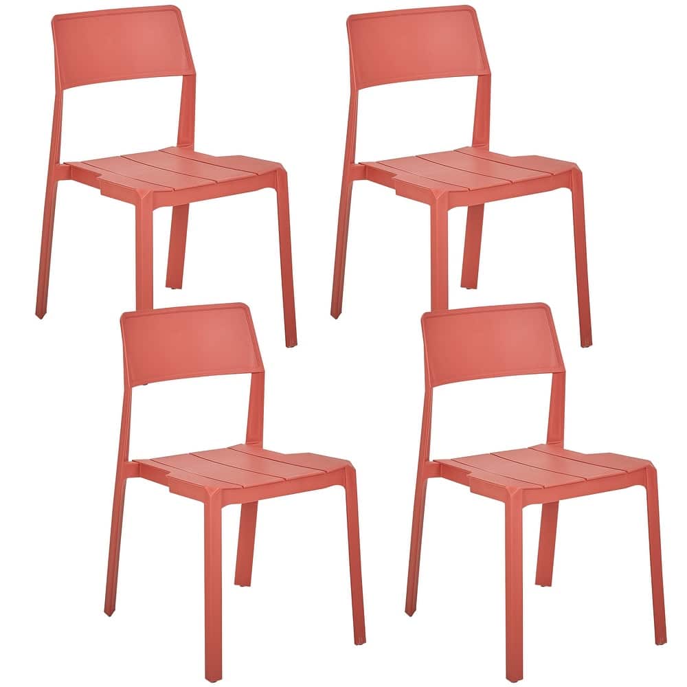 Javlergo 4-Pack Stackable Plastic Chairs for Dining and Patio Space Saving Indoor Outdoor Chairs with Ergonomic Back Support