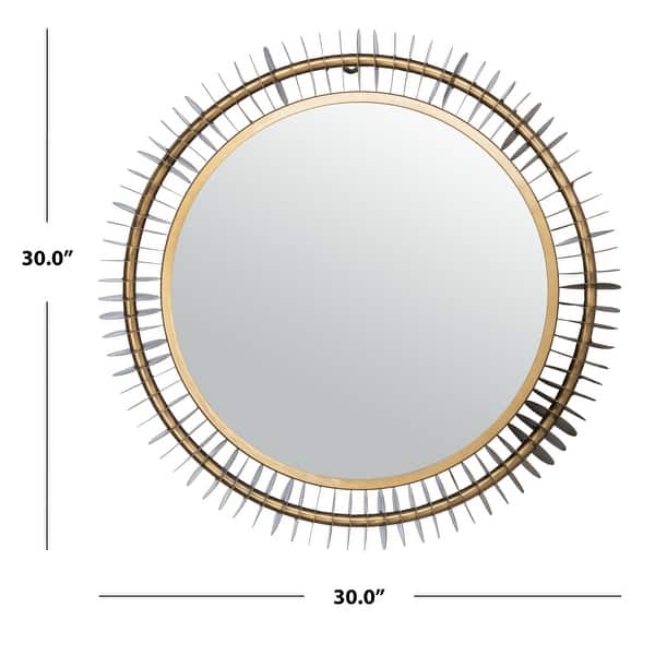 SAFAVIEH Storm 30-inch Brass Round Mirror - 30" W x 3.5" L x 30" H