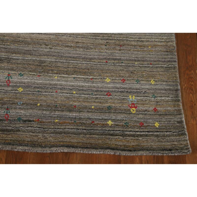 Hand Knotted Oriental 100% Wool Carpet Tribal Tribal Green Gabbeh Area Rug - 8' 2'' X 5' 3''