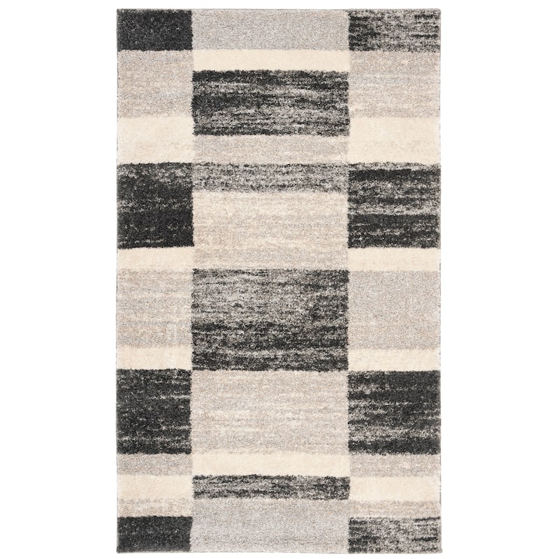 SAFAVIEH Retro Clora Distressed Modern Abstract Rug - 4' x 6' - Black/Light Grey