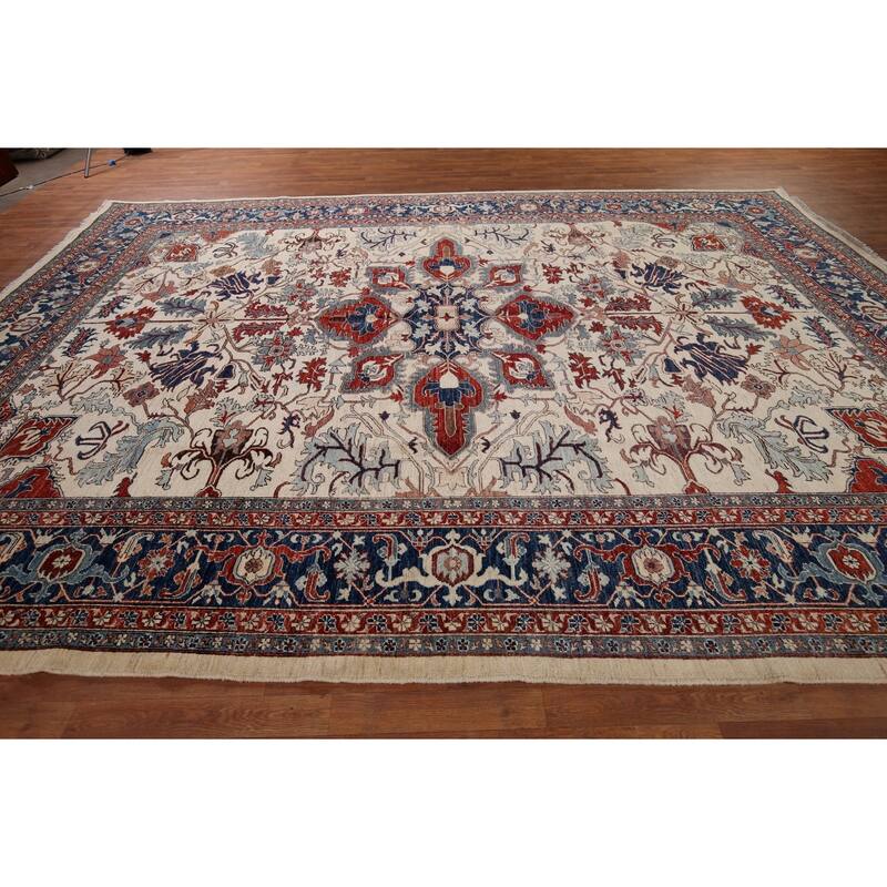 Kazak Oriental Large Area Rug Hand-Knotted Wool Carpet - 9'11" x 13'8"