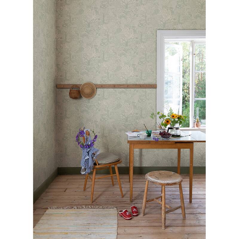 A-Street Prints Bygga Bo Seafoam Woodland Village Wallpaper