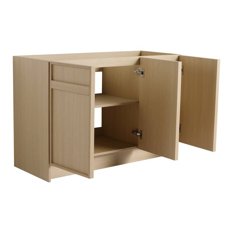 48 Inch Bathroom Vanity Base without Sink, Freestanding Bathroom Storage Cabinet with Soft-Close Doors and Adjustable Shelves
