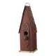 preview thumbnail 15 of 32, Glitzhome 13"H Retro Wooden Distressed Garden Birdhouse - 4.5"L x 4.25"W x 13.25"H Red