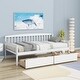 preview thumbnail 20 of 25, Kids Daybed Wood Sofa Bed with Pull-out Storage Drawers Twin Size Platform Storage Bed with Headboard Footboard Guardrails