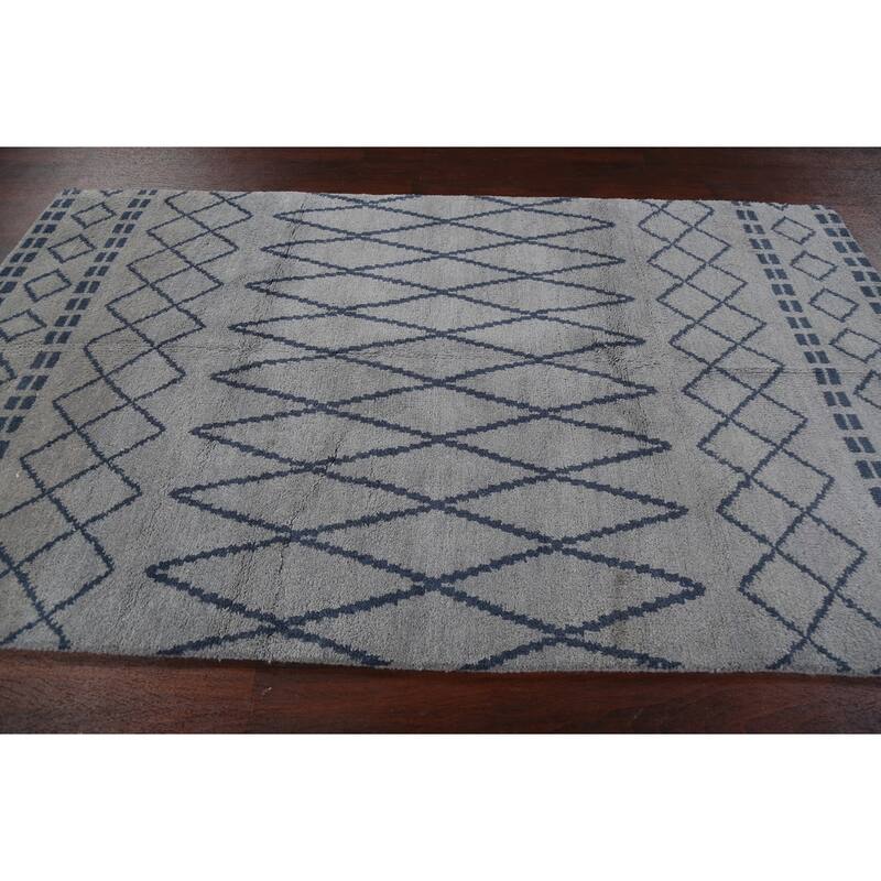 Modern Tribal Abstract Oriental Wool Area Rug Handmade Foyer Carpet - 5'1" x 8'3"