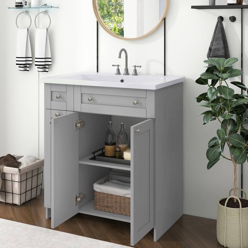 White Bathroom vanity with Single Sink ,Combo Cabinet Undermount Sink