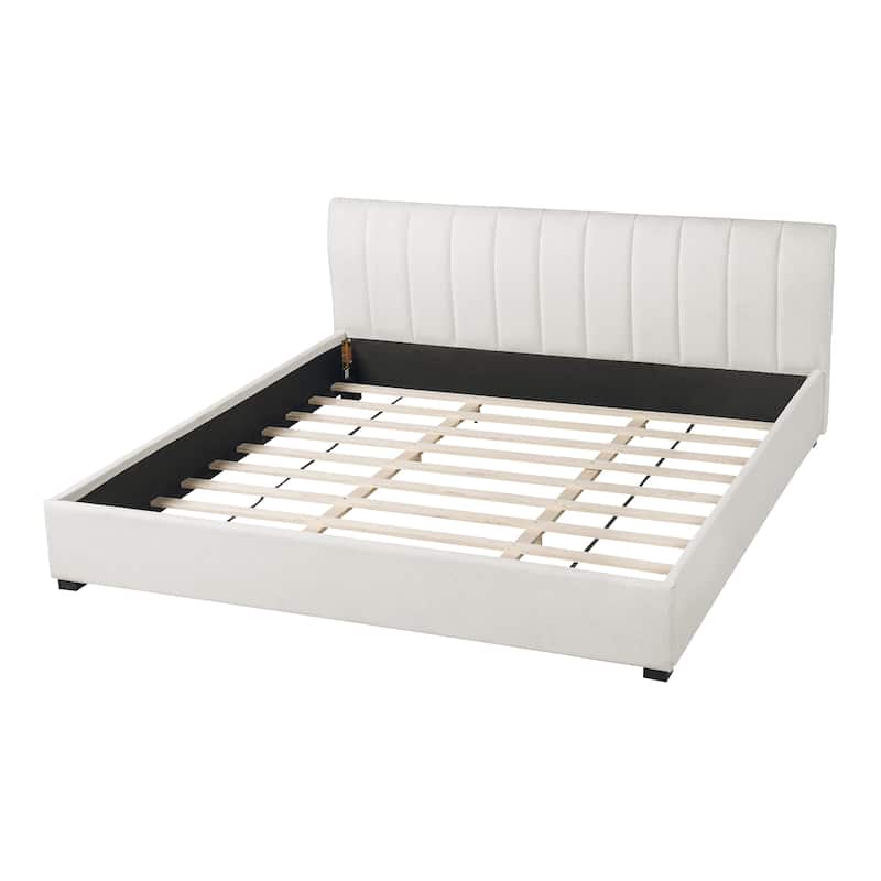 Christopher Knight Home - Serena Modern Linen Upholstered Bed Frame with Thick Headboard and Wooden Legs