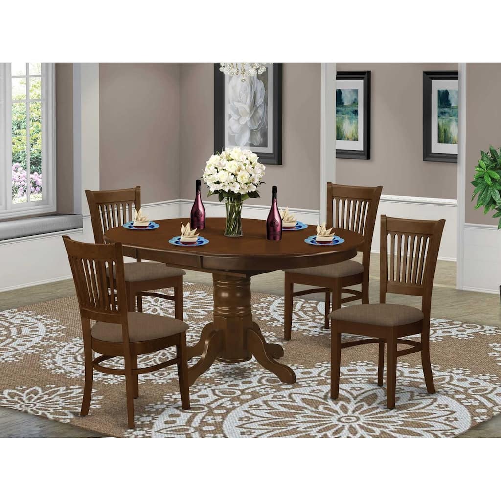 Kitchen Table Set with Chairs - Dining Room Table & 6 Ladderback Chairs - Espresso Finish