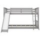 preview thumbnail 13 of 23, Twin over Twin Low Bunk Bed with Convertible Slide and Reversible Ladder, Grey - Space-Saving and Sturdy Wood Frame