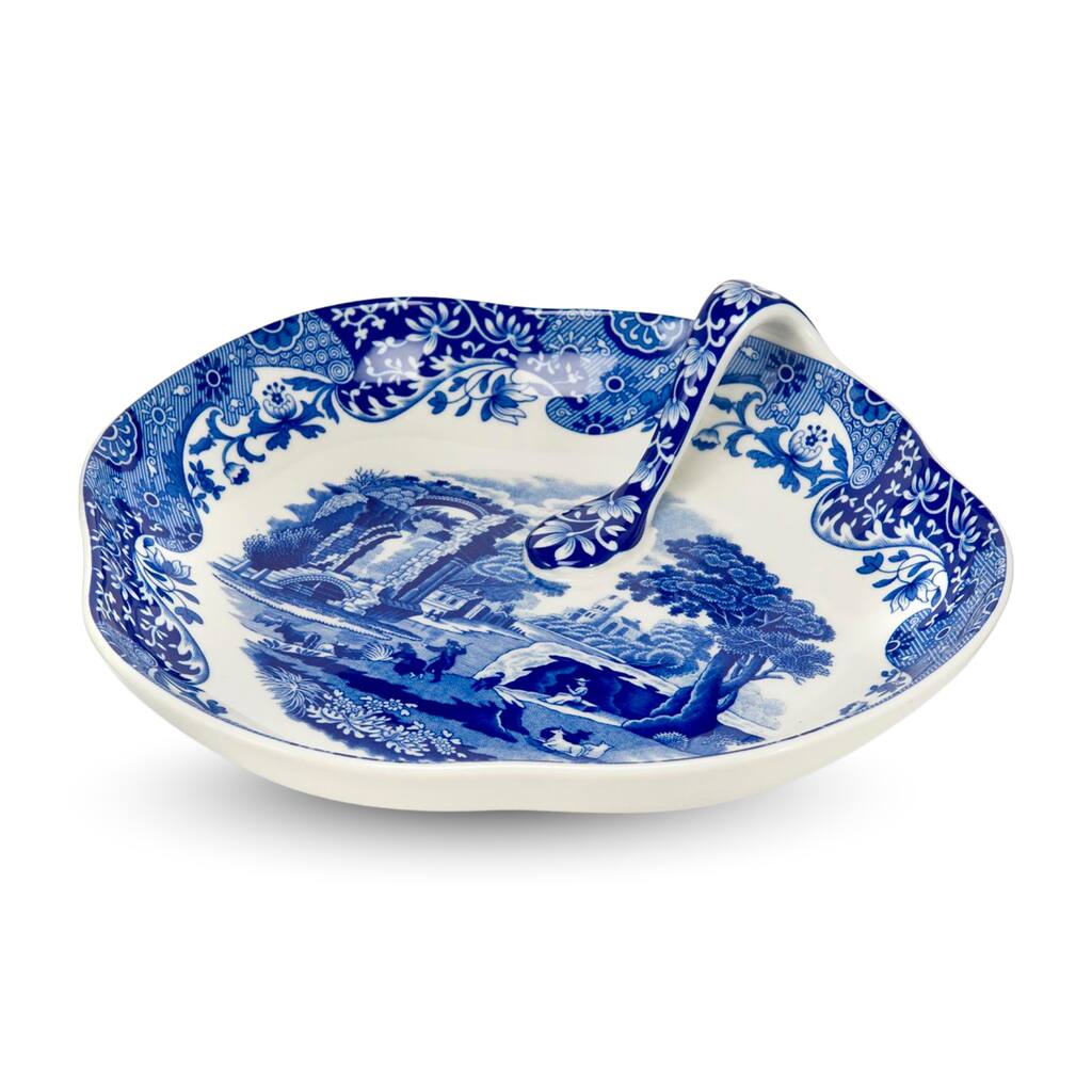 Spode Blue Italian Handled Tray - 8.25" x 7.5"