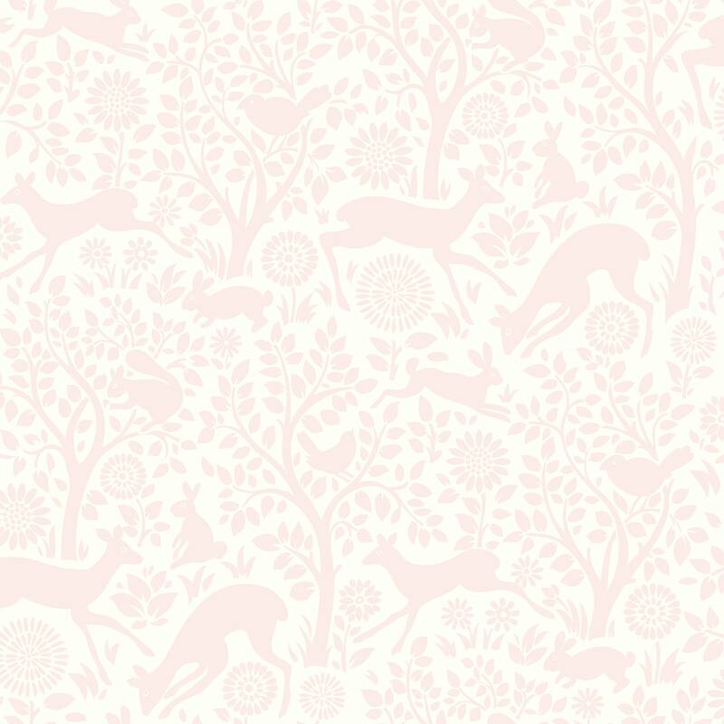 Animals Robertson Anahi Light Pink Forest Fauna 33' L X 20.5 W Wallpaper Roll - Light Pink