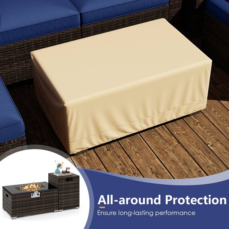 Gymax 7 PCS Patio Furniture Set 40000 BTU Gas Fire Pit Table Propane